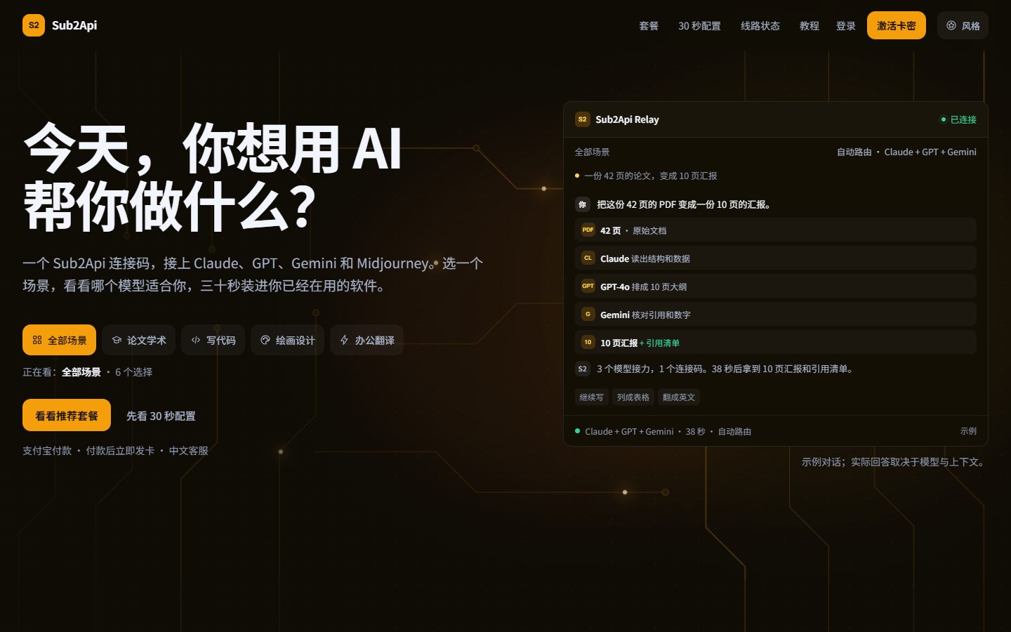 Circuit Strata 背景下的 Sub2Api 首页首屏